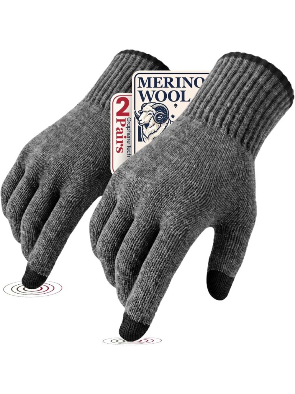 Cozy Touch Screen Merino Wool Gloves for Men & Women - Warm Fleece Liners